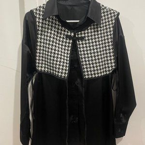 Satin shirt with removable vest